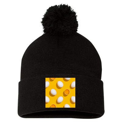 Chicken Eggs Pattern Pom Pom 12in Knit Beanie