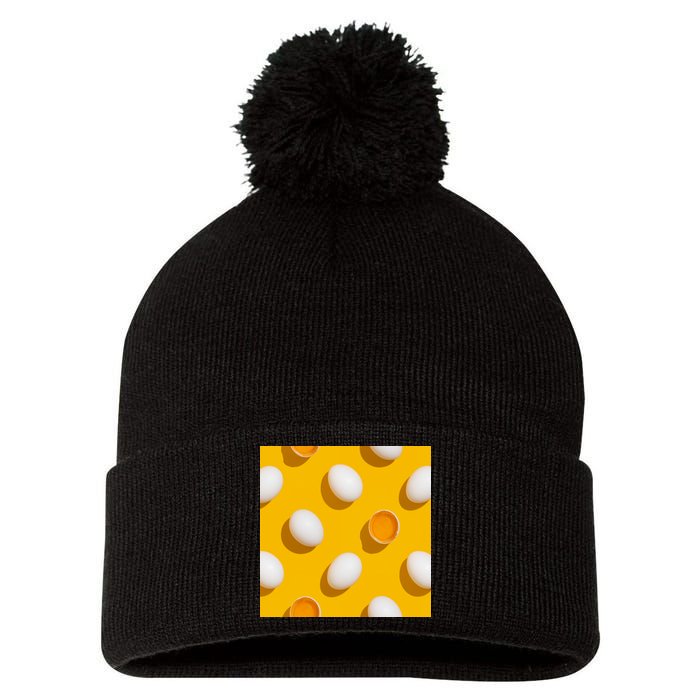 Chicken Eggs Pattern Pom Pom 12in Knit Beanie