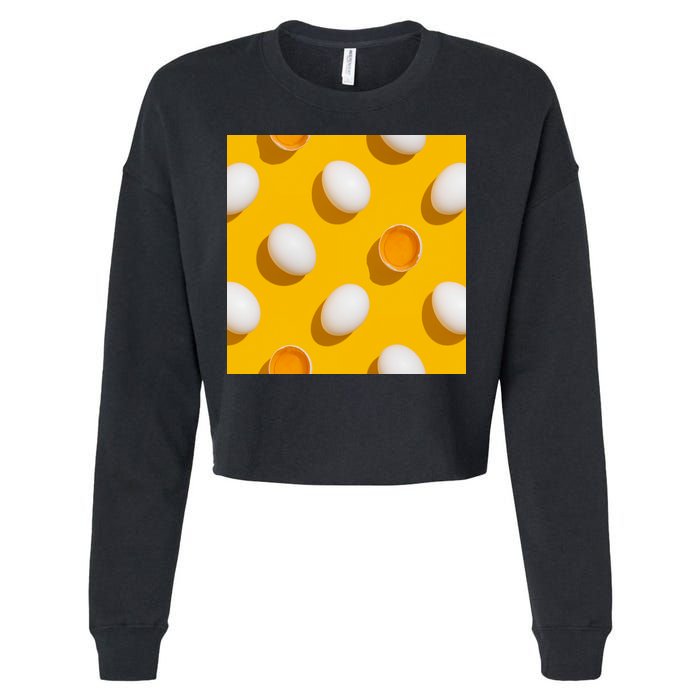 Chicken Eggs Pattern Cropped Pullover Crew