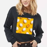 Chicken Eggs Pattern Cropped Pullover Crew