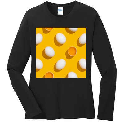 Chicken Eggs Pattern Ladies Long Sleeve Shirt