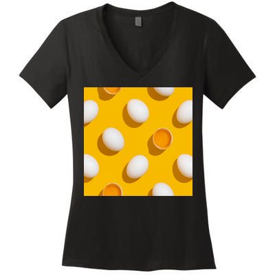Chicken Eggs Pattern Women's V-Neck T-Shirt