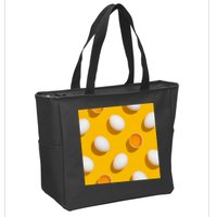 Chicken Eggs Pattern Zip Tote Bag