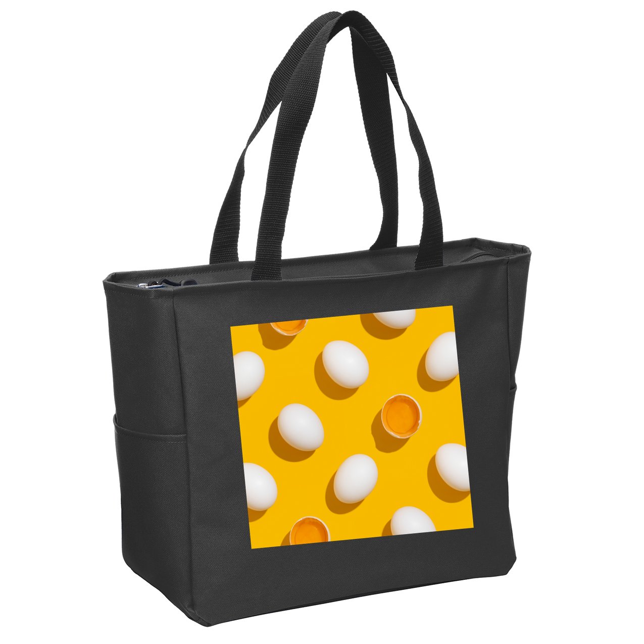 Chicken Eggs Pattern Zip Tote Bag