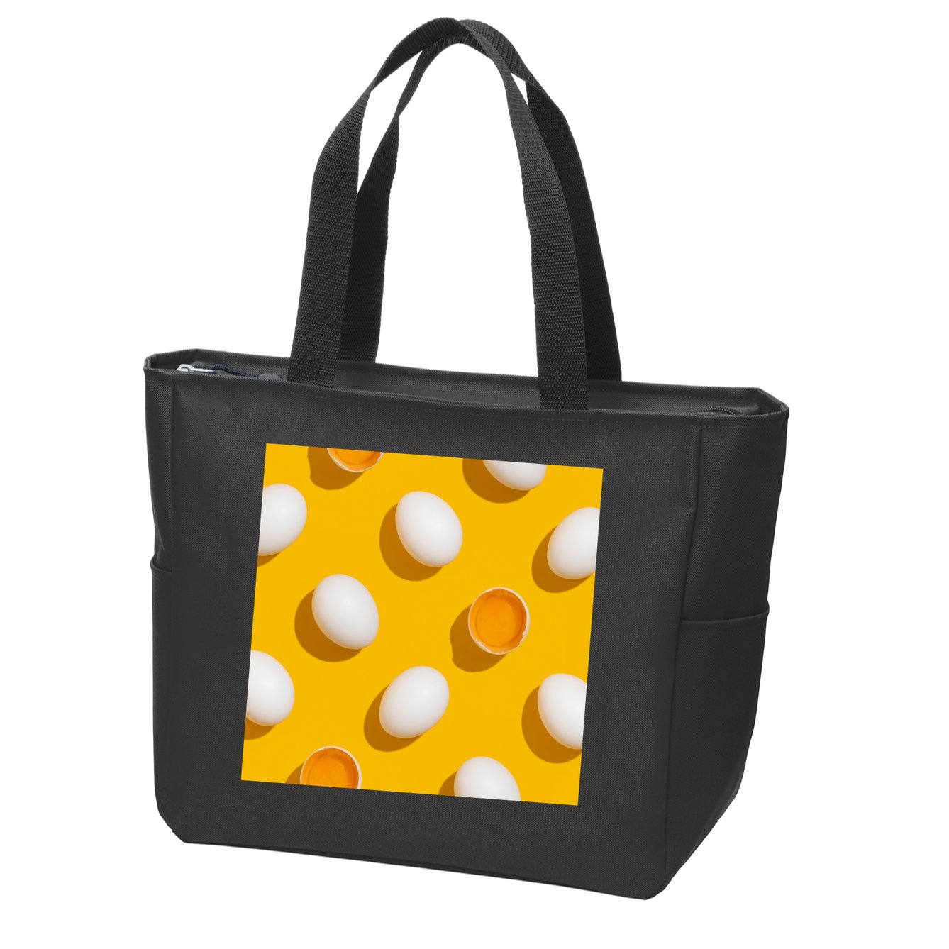 Chicken Eggs Pattern Zip Tote Bag