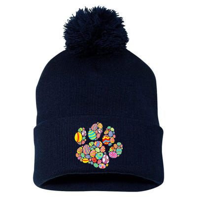 Colorful Egg Paw Print Funny Dog Cat Lovers Easter Day Gifts Pom Pom 12in Knit Beanie