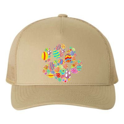 Colorful Egg Paw Print Funny Dog Cat Lovers Easter Day Gifts Yupoong Adult 5-Panel Trucker Hat