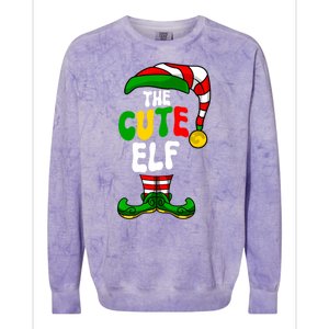 Cute Elf Pajama Matching Group Christmas Holiday Colorblast Crewneck Sweatshirt