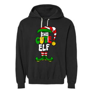 Cute Elf Pajama Matching Group Christmas Holiday Garment-Dyed Fleece Hoodie