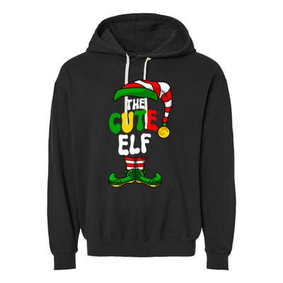 Cute Elf Pajama Matching Group Christmas Holiday Garment-Dyed Fleece Hoodie