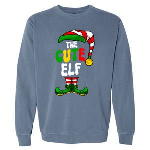 Cute Elf Pajama Matching Group Christmas Holiday Garment-Dyed Sweatshirt