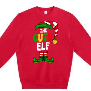 Cute Elf Pajama Matching Group Christmas Holiday Premium Crewneck Sweatshirt