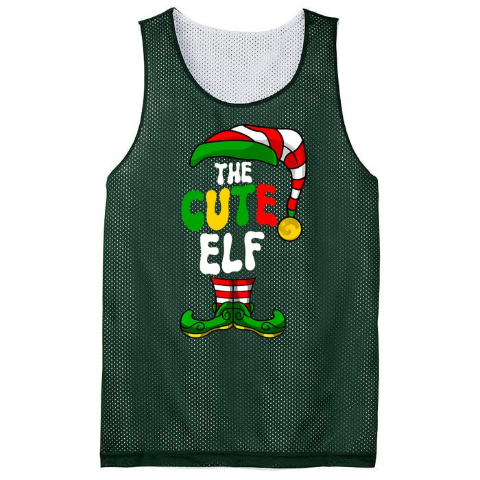 Cute Elf Pajama Matching Group Christmas Holiday Mesh Reversible Basketball Jersey Tank