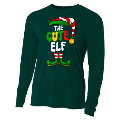 Cute Elf Pajama Matching Group Christmas Holiday Cooling Performance Long Sleeve Crew