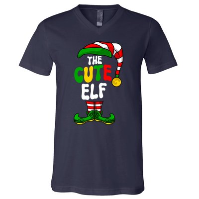 Cute Elf Pajama Matching Group Christmas Holiday V-Neck T-Shirt