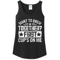 Coffee Enthusiasts Quote Want To Brew Together First CupS On Me Ladies Essential Tank