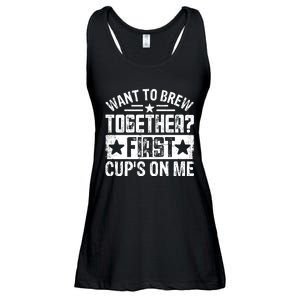 Coffee Enthusiasts Quote Want To Brew Together First CupS On Me Ladies Essential Flowy Tank