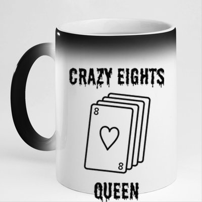 Crazy Eights Queen Card Game Playing Halloween Spooky 11oz Black Color Changing Mug