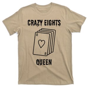 Crazy Eights Queen Card Game Playing Halloween Spooky T-Shirt