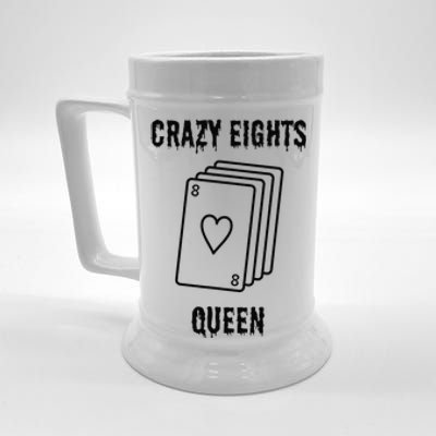 Crazy Eights Queen Card Game Playing Halloween Spooky Beer Stein