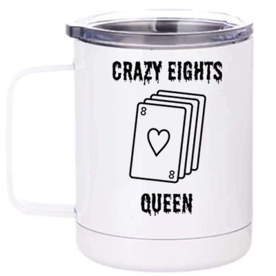 Crazy Eights Queen Card Game Playing Halloween Spooky 12 oz Stainless Steel Tumbler Cup