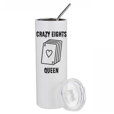 Crazy Eights Queen Card Game Playing Halloween Spooky Stainless Steel Tumbler