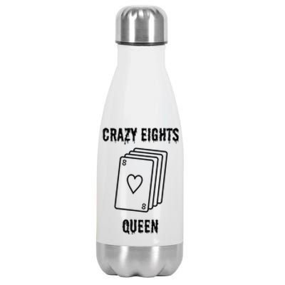 Crazy Eights Queen Card Game Playing Halloween Spooky Stainless Steel Insulated Water Bottle