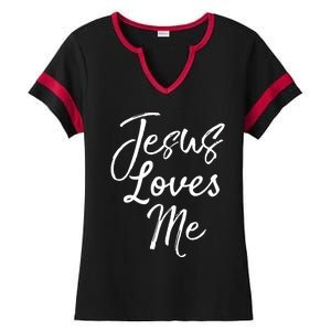 Christian Evangelism Quote Bible Verse Saying Jesus Loves Me Gift Ladies Halftime Notch Neck Tee