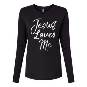 Christian Evangelism Quote Bible Verse Saying Jesus Loves Me Gift Womens Cotton Relaxed Long Sleeve T-Shirt