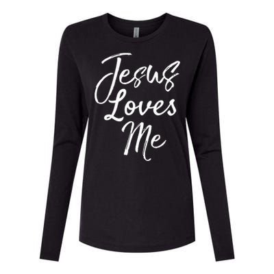 Christian Evangelism Quote Bible Verse Saying Jesus Loves Me Gift Womens Cotton Relaxed Long Sleeve T-Shirt