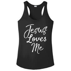 Christian Evangelism Quote Bible Verse Saying Jesus Loves Me Gift Ladies PosiCharge Competitor Racerback Tank