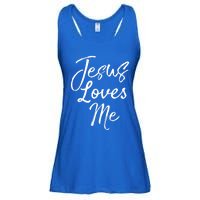 Christian Evangelism Quote Bible Verse Saying Jesus Loves Me Gift Ladies Essential Flowy Tank