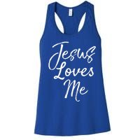 Christian Evangelism Quote Bible Verse Saying Jesus Loves Me Gift Women's Racerback Tank