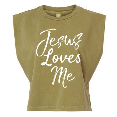 Christian Evangelism Quote Bible Verse Saying Jesus Loves Me Gift Garment-Dyed Women's Muscle Tee