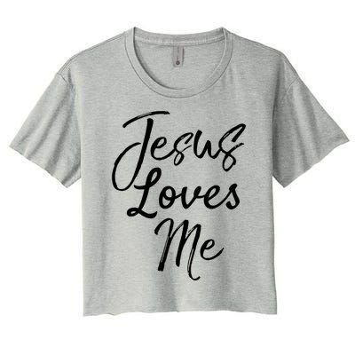 Christian Evangelism Quote Bible Verse Saying Jesus Loves Me Gift Women's Crop Top Tee