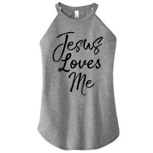 Christian Evangelism Quote Bible Verse Saying Jesus Loves Me Gift Women's Perfect Tri Rocker Tank