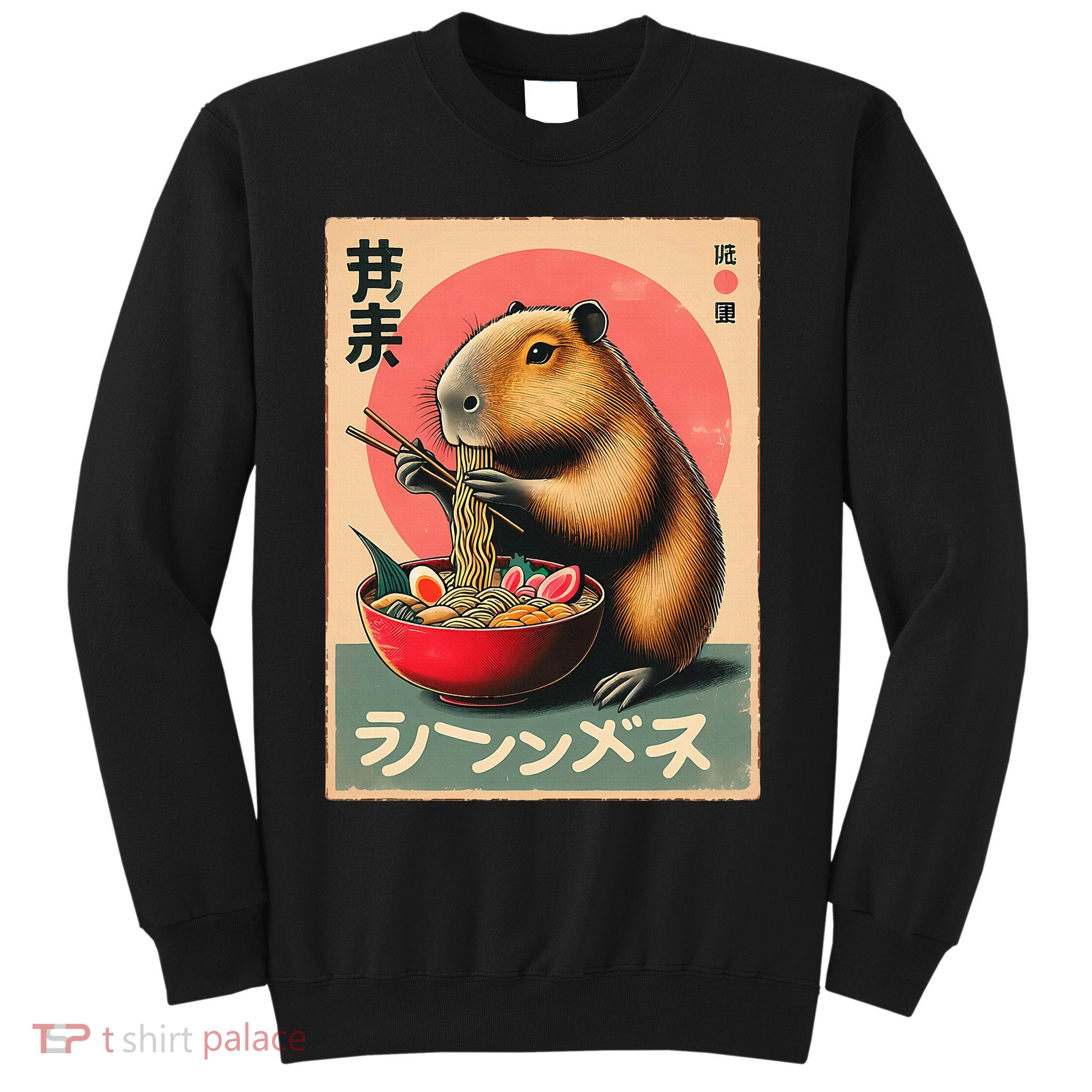 Capybara Eating Ramen Noodles Japanese Art Capybara Sweatshirt