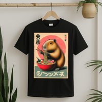 Capybara Eating Ramen Noodles Japanese Art Capybara T-Shirt