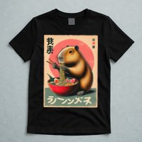 Capybara Eating Ramen Noodles Japanese Art Capybara T-Shirt