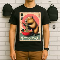 Capybara Eating Ramen Noodles Japanese Art Capybara T-Shirt