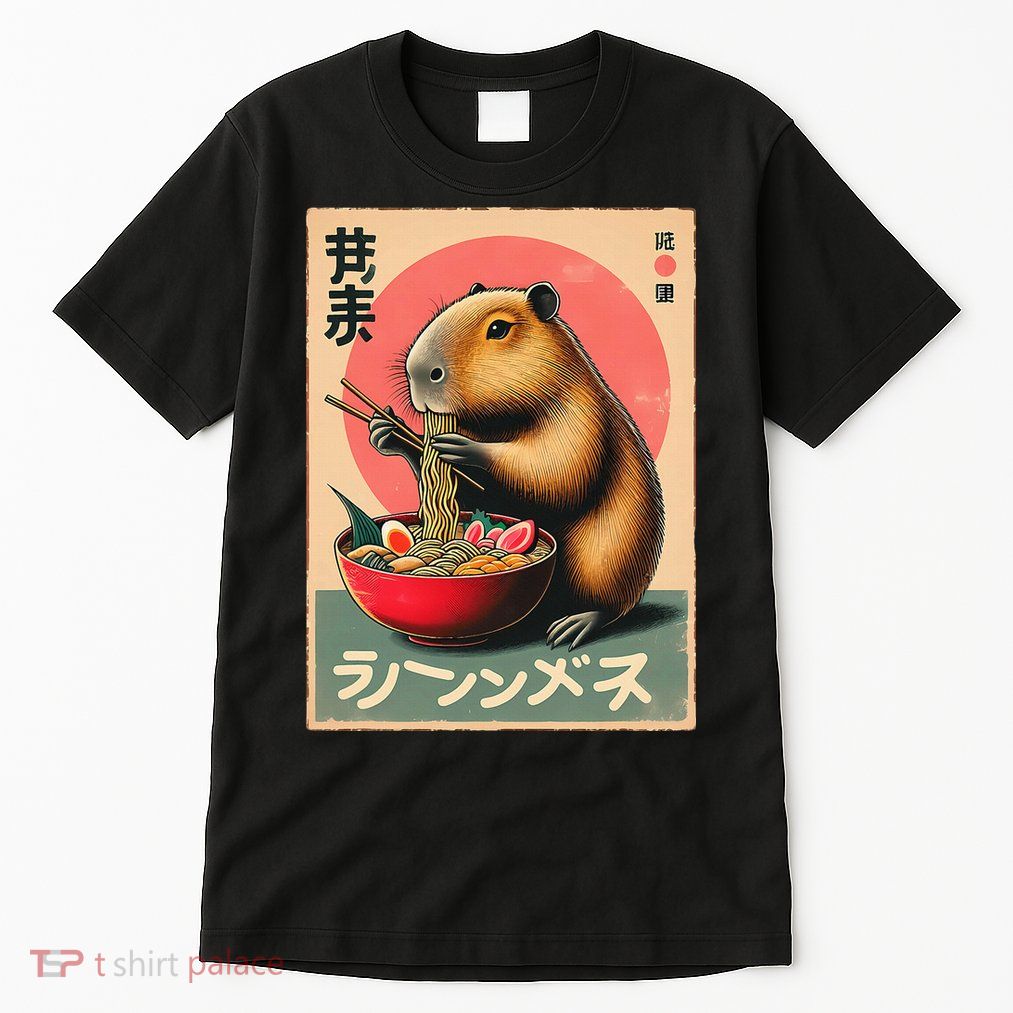 Capybara Eating Ramen Noodles Japanese Art Capybara Tall T-Shirt
