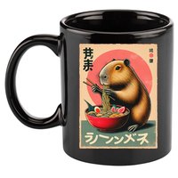 Capybara Eating Ramen Noodles Japanese Art Capybara 11oz C Handle Ceramic Mug