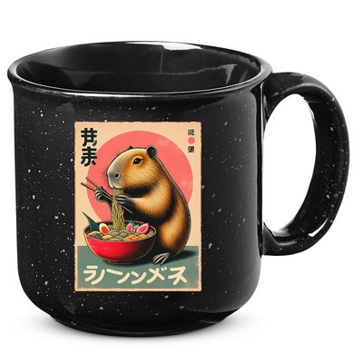 Capybara Eating Ramen Noodles Japanese Art Capybara 15oz Campfire Ceramic Mug