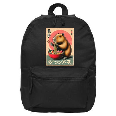 Capybara Eating Ramen Noodles Japanese Art Capybara 16 in Basic Backpack