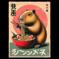 Capybara Eating Ramen Noodles Japanese Art Capybara 16 in Basic Backpack
