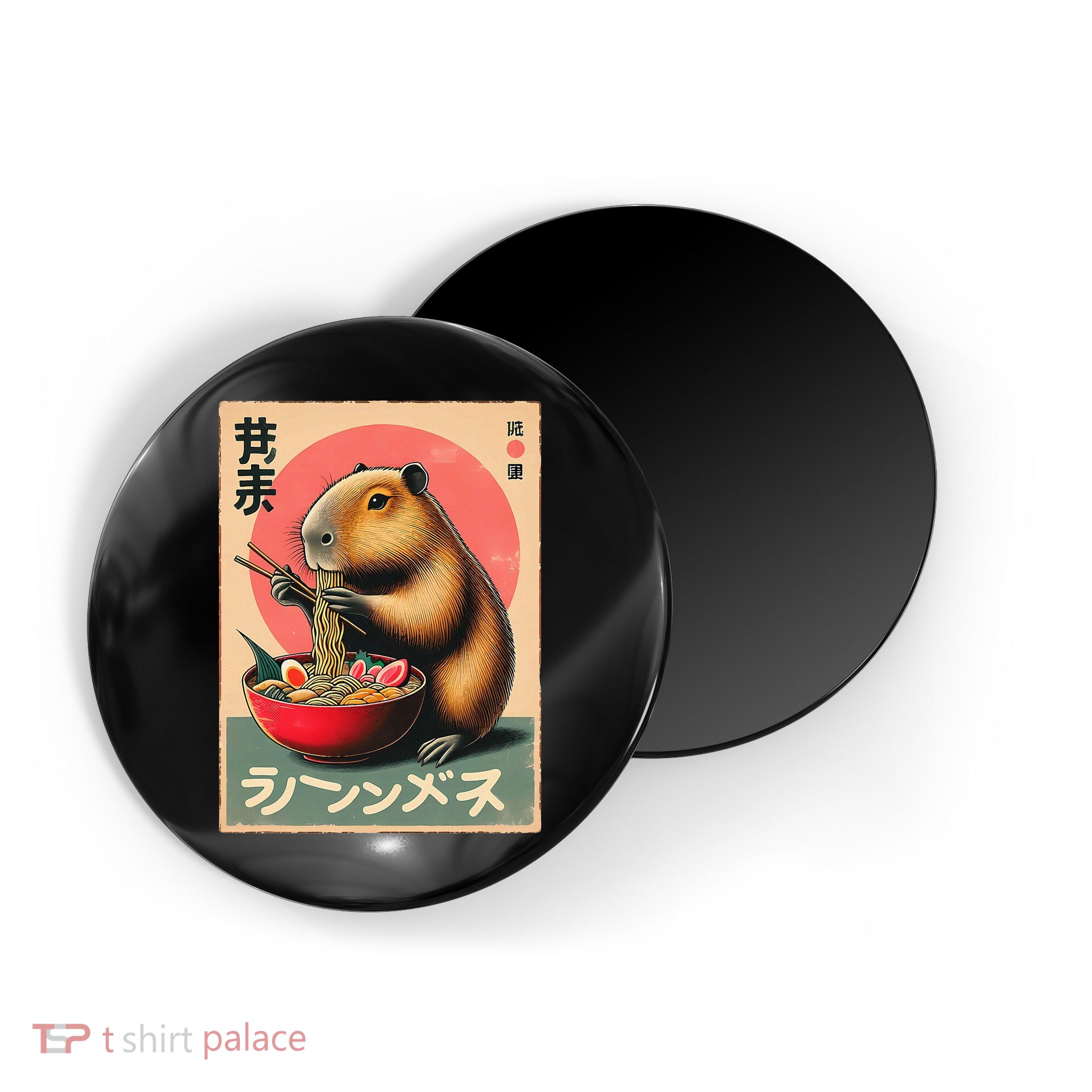 Capybara Eating Ramen Noodles Japanese Art Capybara Magnet
