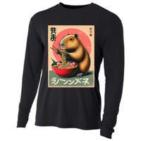 Capybara Eating Ramen Noodles Japanese Art Capybara Cooling Performance Long Sleeve Crew