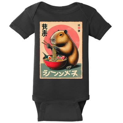 Capybara Eating Ramen Noodles Japanese Art Capybara Baby Bodysuit