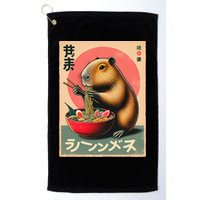 Capybara Eating Ramen Noodles Japanese Art Capybara Golf Towel