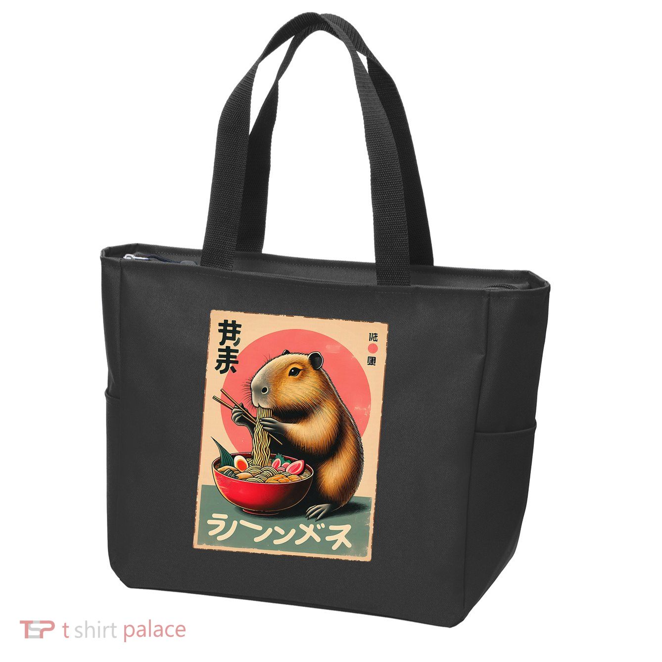 Capybara Eating Ramen Noodles Japanese Art Capybara Zip Tote Bag